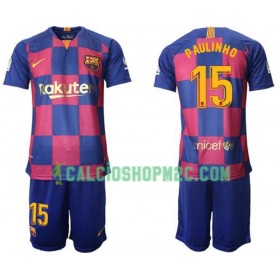 Barcellona Paulinho 15 Bambino Maglia Prima 2019/2020 Manica Corta (+ Pantaloncini)